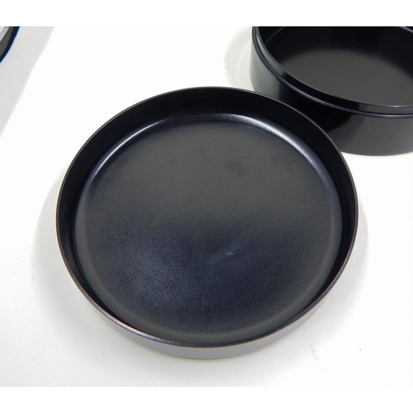 Otagiri Laquerware Coasters Iris Floral Set of 6 Black Orange MCM Made In Japan - Picture 8 of 12